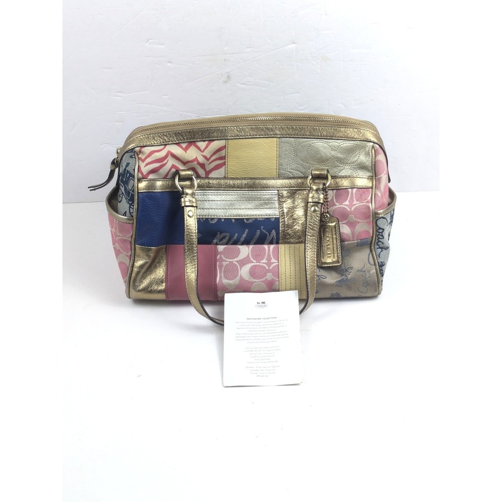 Coach Tote Bag Women's Multicolor Patchwork Suede Leather Handbag 01171-f17164